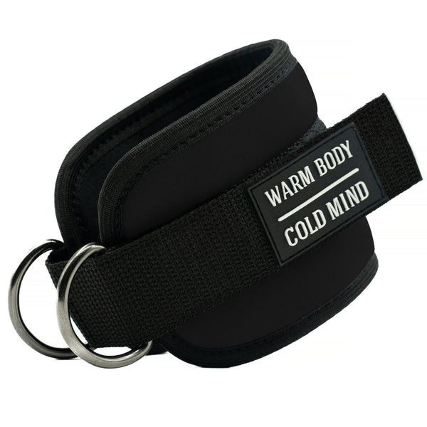 Black Adjustable Ankle Straps for Cable Machines - Warm Body Cold Mind