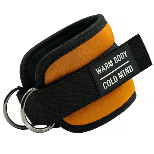 Orange Adjustable Ankle Straps for Cable Machines - Warm Body Cold Mind