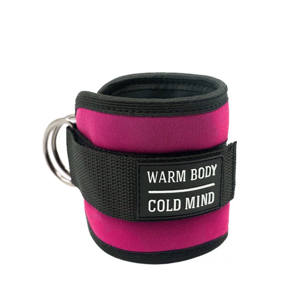 Pink Adjustable Ankle Straps for Cable Machines (Close-up view) - Warm Body Cold Mind