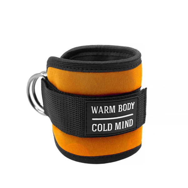 Orange Adjustable Ankle Straps for Cable Machines (Close-up view) - Warm Body Cold Mind