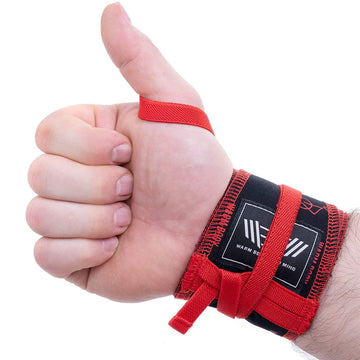 Cotton Weightlifting Wrist Wraps Red & Black