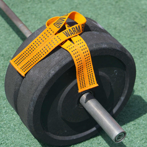 Orange Weight Lifting Wrist Straps V1 on the Barbell