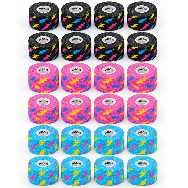 1,5″ Color Mix (Black, Blue, Pink) Narrow Weightlifting thumb Tapes with Flash design (24 Rolls) - Warm Body Cold Mind