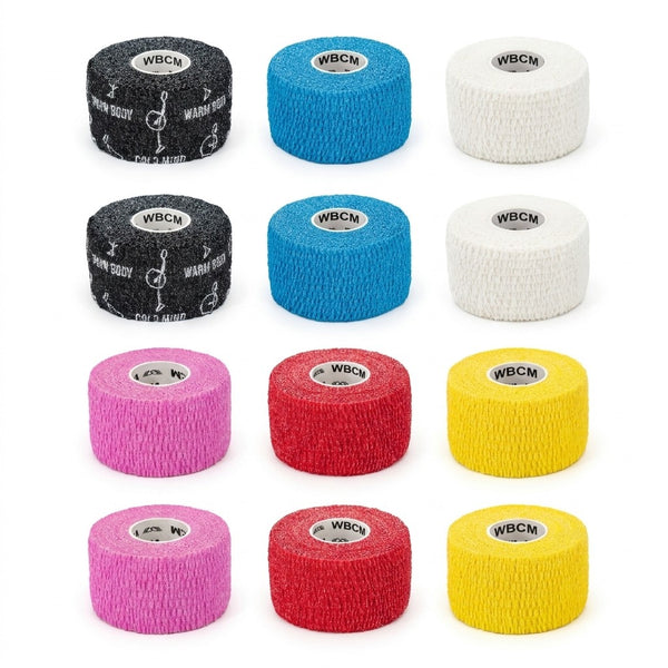 1,5″ Color Mix (Black, Blue, White, Pink, Red, Yellow) Narrow Weightlifting thumb Tapes no print (12 Rolls) - Warm Body Cold Mind