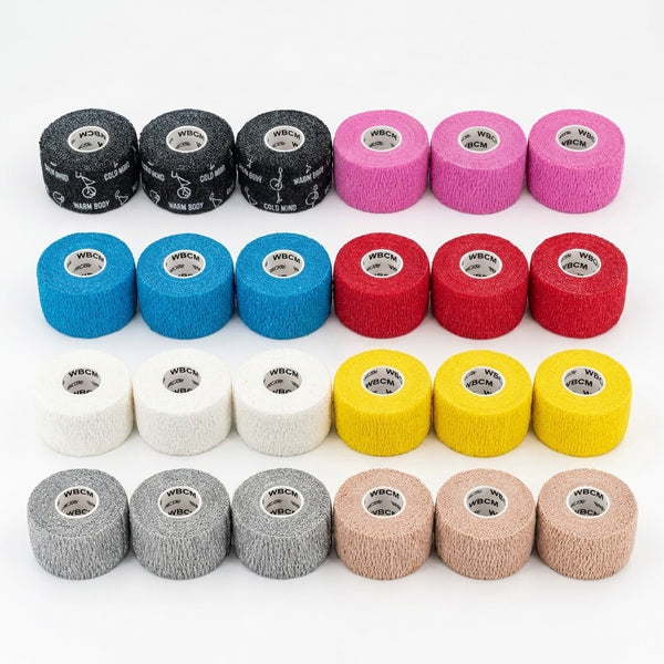 1,5″ Color Mix (Black, Blue, White, Pink, Red, Yellow) Narrow Weightlifting thumb Tapes no print (24 Rolls) - Warm Body Cold Mind