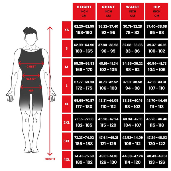 WEIGHTLIFTING COMPRESSION SINGLET S-4 Size Chart - Warm Body Cold Mind