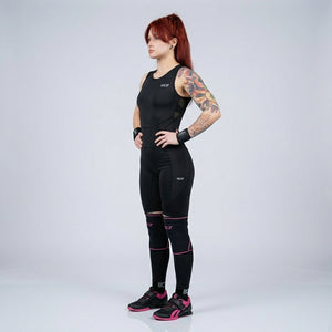 Person wearing black WOMENS WEIGHTLIFTING COMPRESSION SINGLET S-3 - Warm Body Cold Mind