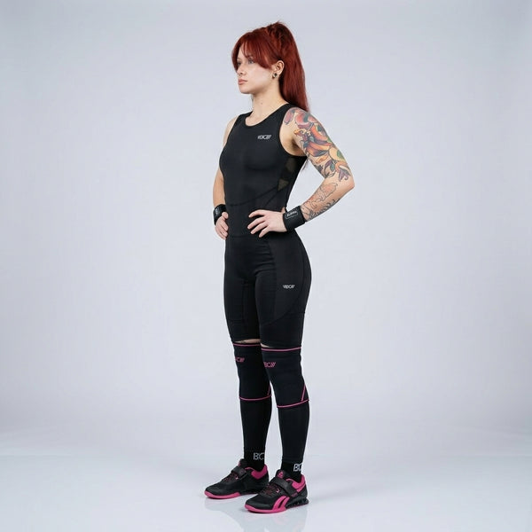 Person wearing black WOMENS WEIGHTLIFTING COMPRESSION SINGLET S-3 - Warm Body Cold Mind