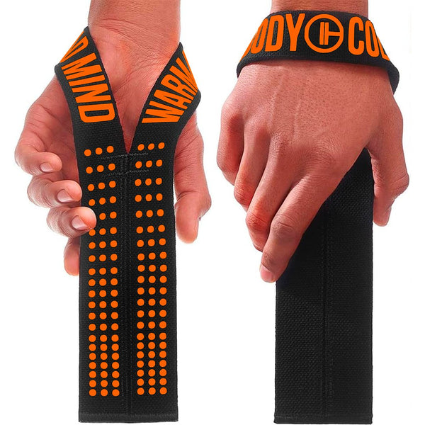 Weight Lifting Wrist Straps V1 Black/Orange