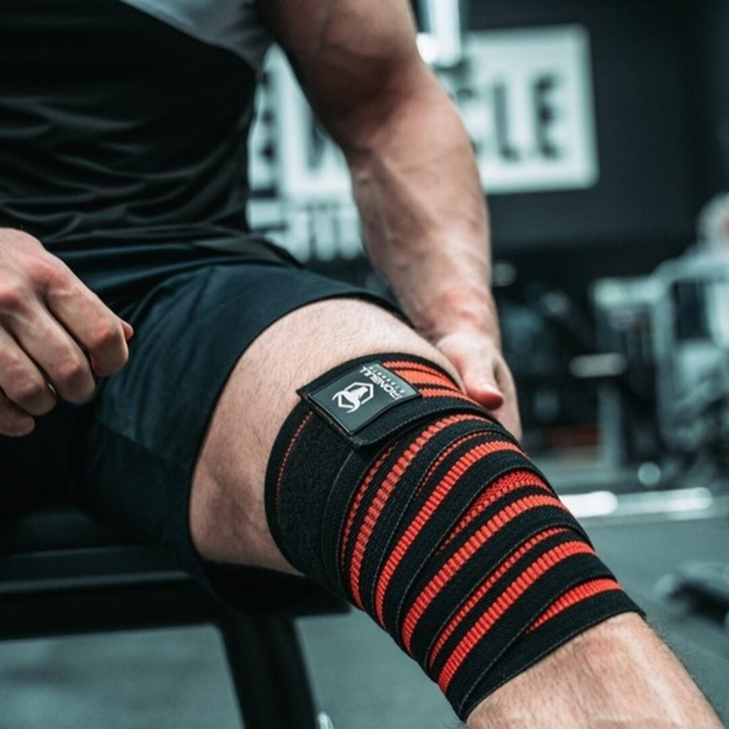 Iron Bull Strength Classic Knee Wraps in use