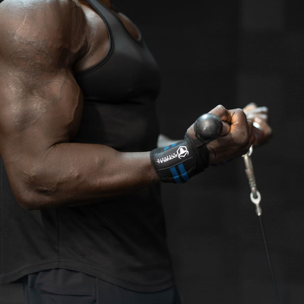 IronBull Strength Classic Wrist Wraps in use