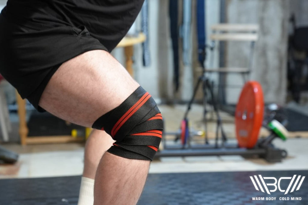 Rogue Knee Wraps in use