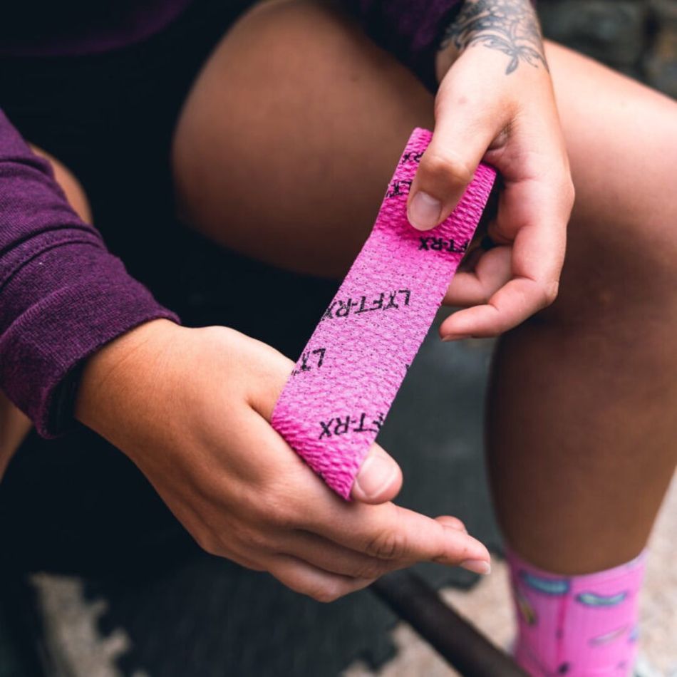 LYFT-RX Weightlifting Hook Grip Tape in use