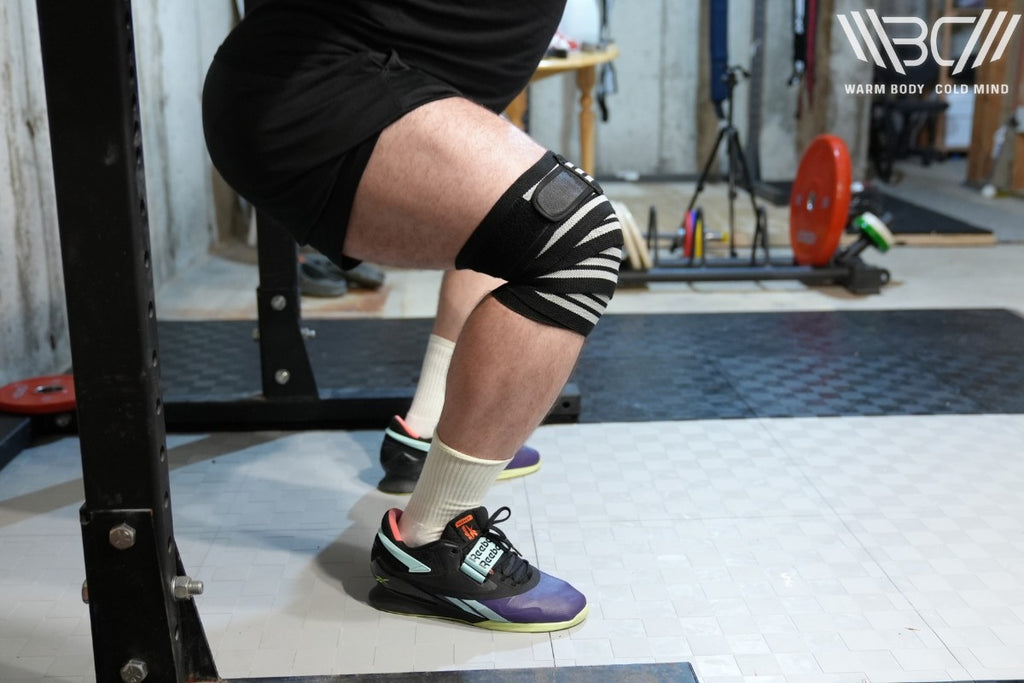 RDX K2 Compression Knee Wraps in use