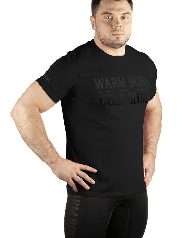 Warm Body Cold Mind Men's T-Shirt V2 Black on Black 